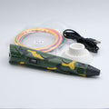 Camouflage Gravik 3D printing pen kit with USB cable, stand and PLA filament